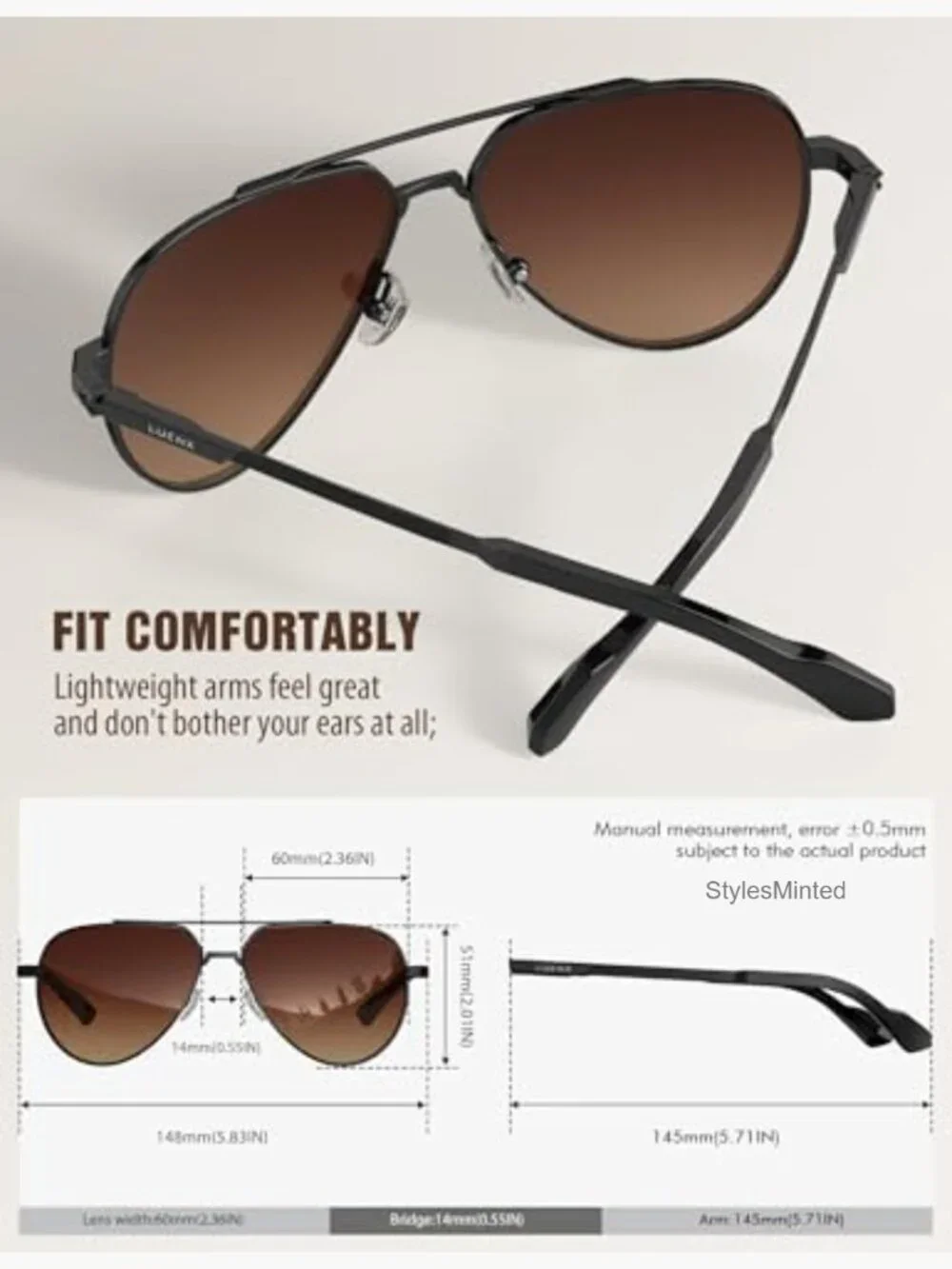 Unisex Polarized Aviator Sunglasses UV400 Protection Driving Pilot